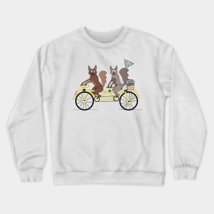 Squirrels on a tandem bike Crewneck Sweatshirt